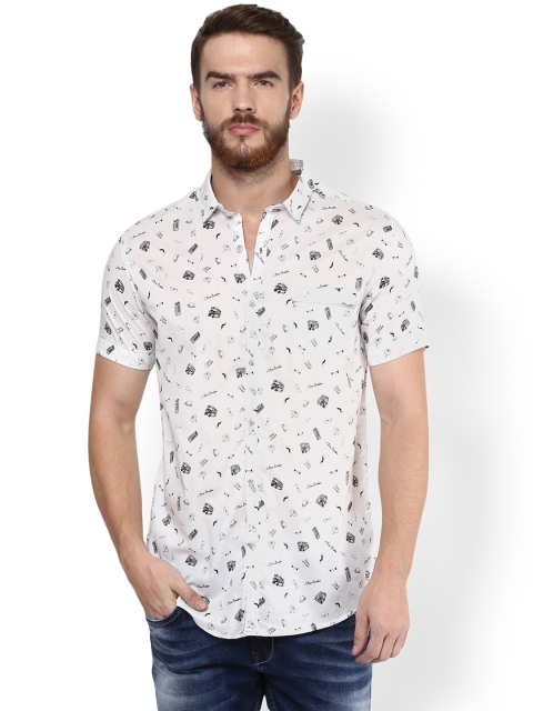 

Mufti Men White Printed Slim Fit Casual Shirt