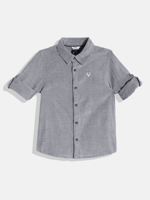 

Allen Solly Junior Boys Grey Solid Pure Cotton Casual Shirt