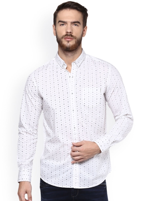 

Mufti Men White & Blue Slim Fit Printed Casual Shirt