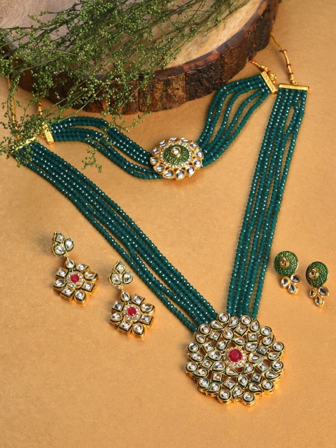 

SOHI Gold-Plated Stone-Studded Jewelry Set