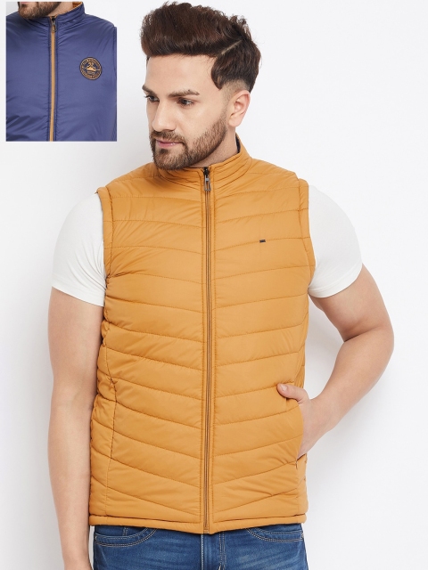 

Okane Men Mustard & Blue Reversible Puffer Jacket