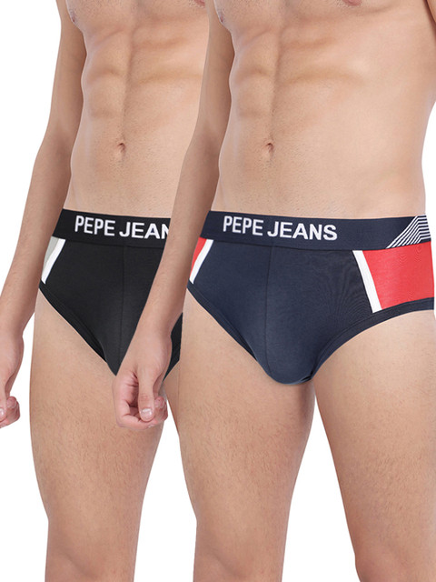 

Pepe Jeans Men Pack Of 2 Low-Rise Basic Briefs, Black