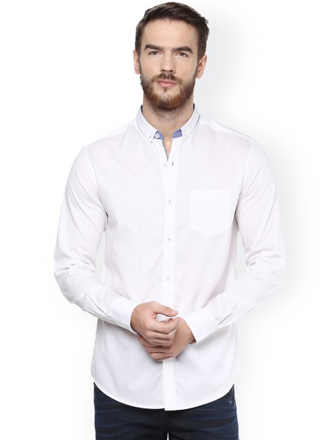 

Mufti Men White Slim Fit Solid Casual Shirt
