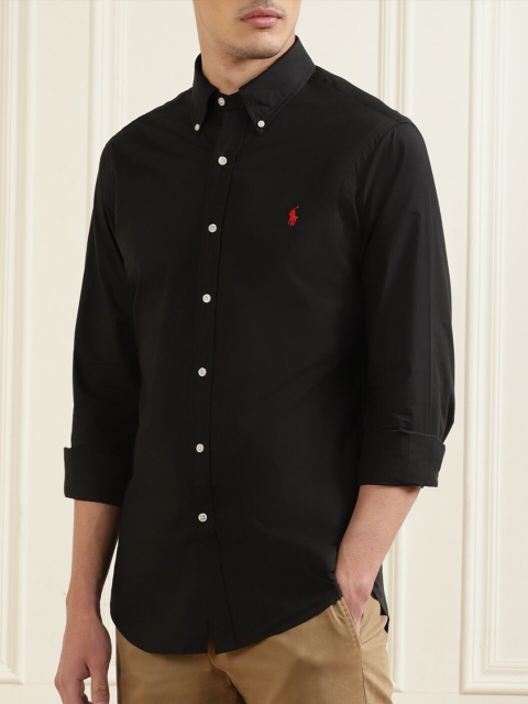 

Polo Ralph Lauren Men Black Solid Cotton Casual Shirt