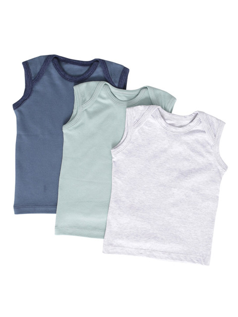 

Moms Home Kids Set Of 3 Sleeveless Vest Cotton T-shirt, Navy blue