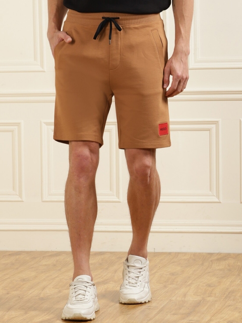 

HUGO Men Beige Solid Pure Cotton Regular Fit Shorts