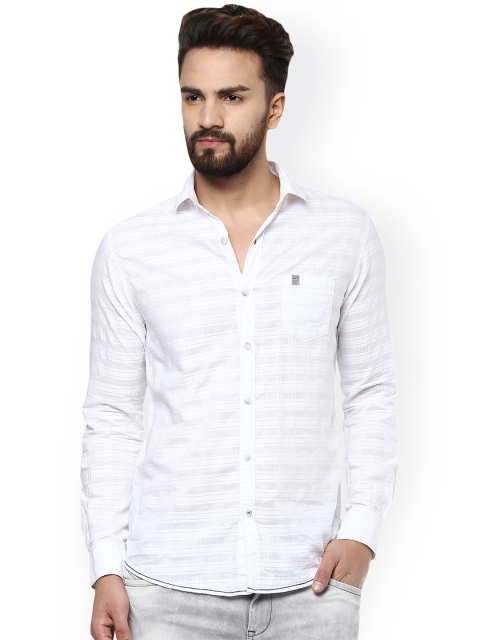 Mufti Men White Slim Fit Striped Casual Shirt available at myntra for Rs.1019