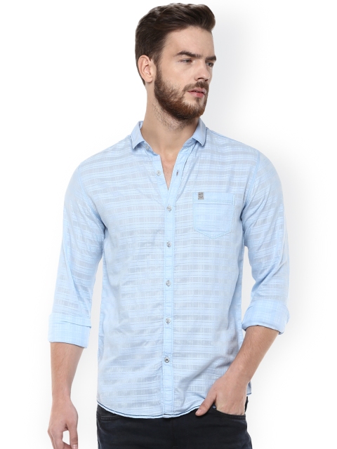 Mufti Men Blue Slim Fit Striped Casual Shirt available at myntra for Rs.849