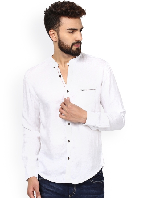 

Mufti Men White Linen Slim Fit Solid Casual Shirt