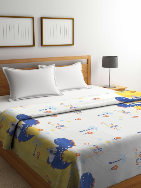 

KLOTTHE Kids White & Yellow Cartoon Characters Mild Winter 400 GSM Double Bed Comforter