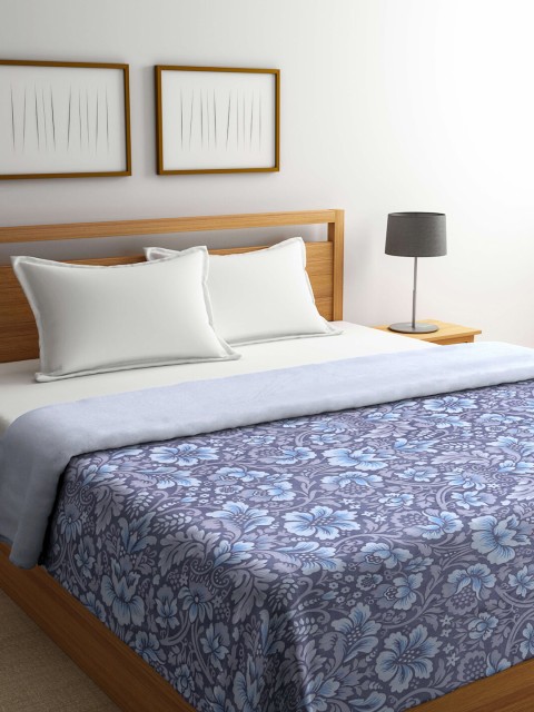 

KLOTTHE Grey & Blue Floral Mild Winter 300 GSM Double Bed Comforter