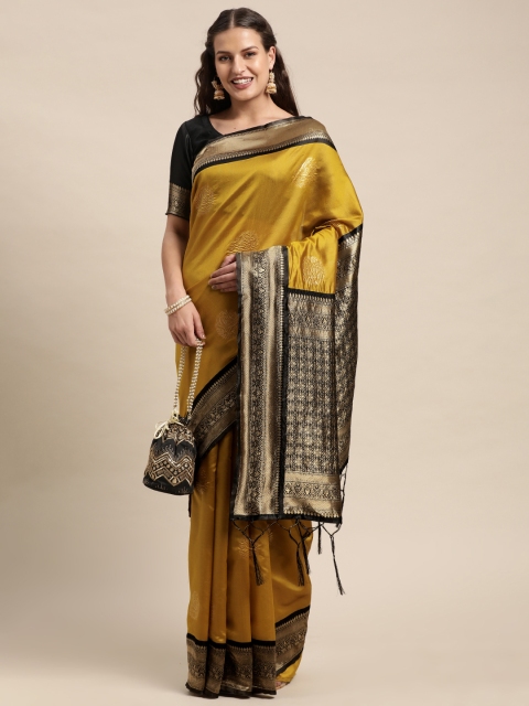 

DIVASTRI Yellow & Yellow Ethnic Motifs Zari Art Silk Banarasi Saree