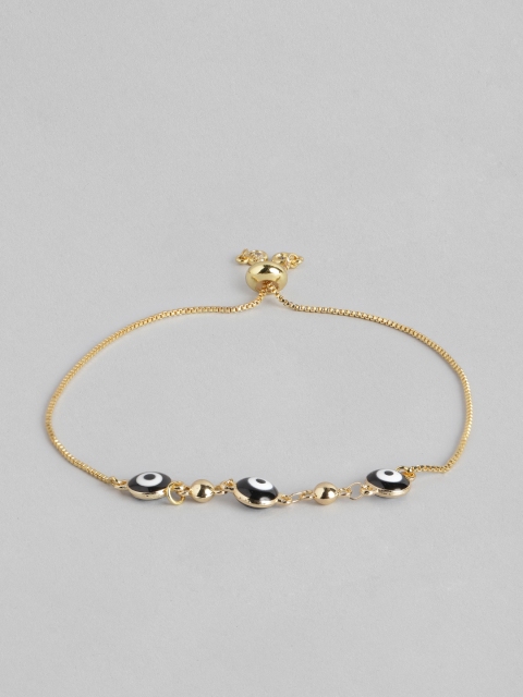 

Blueberry Women Black & White Gold-Plated Evil Eye Enamelled Charm Bracelet