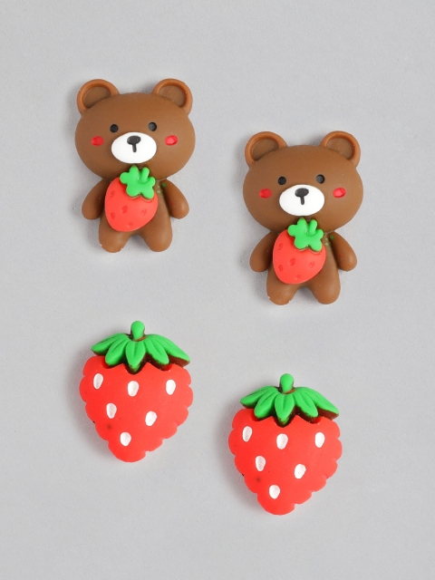 

Blueberry KIDS Girls Set of 2 Muli-coloured Quirky Studs, Multi