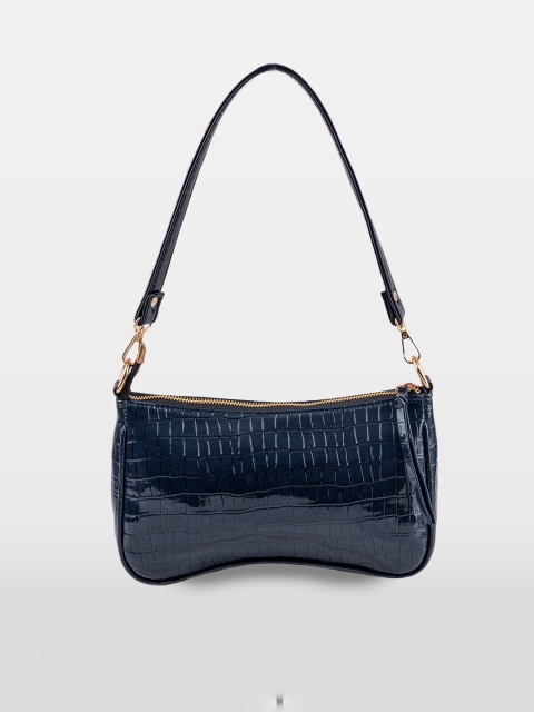 

Mesmerize Navy Blue Textured Baguette Bag Pro