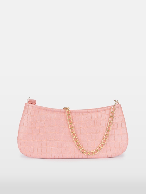 

Mesmerize Pink Textured PU Structured Baguette Bag