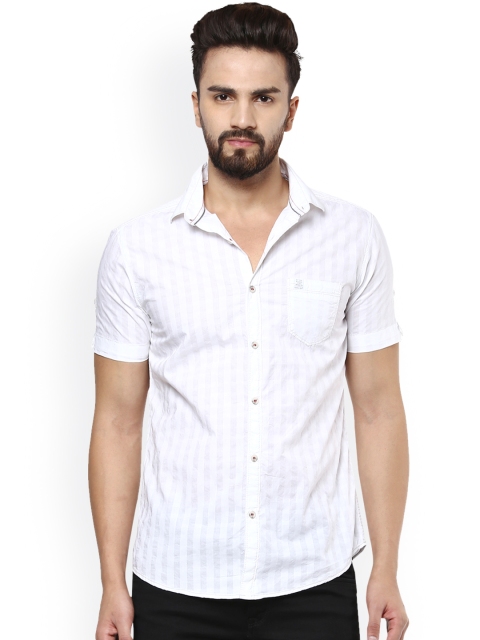 Mufti Men White Striped Slim Fit Casual Shirt available at myntra for Rs.1266