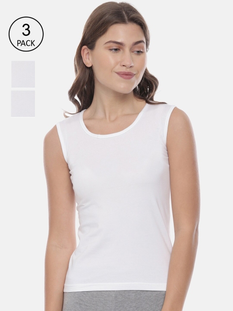 

GOLDSTROMS Women Pack Of 3 White Solid Camisoles