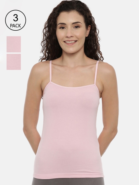 

GOLDSTROMS Women Pink Pack Of 3 Solid Cotton Camisoles