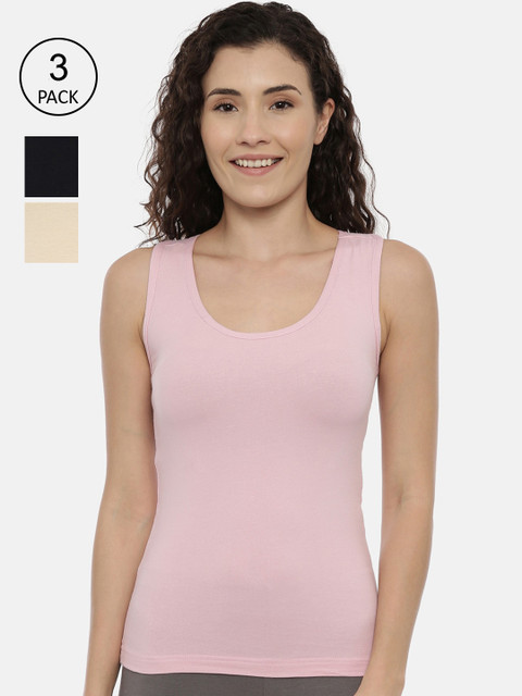 

GOLDSTROMS Women Pack Of 3 Solid Pink Cotton Camisoles