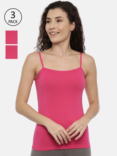 

GOLDSTROMS Women Pack of 3 Fuchsia Pink Solid Cotton Camisoles