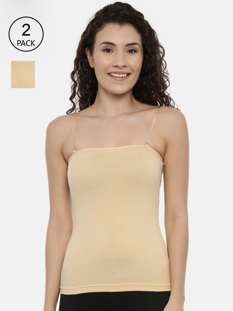 

GOLDSTROMS Women Pack Of 2 Beige Solid Camisoles
