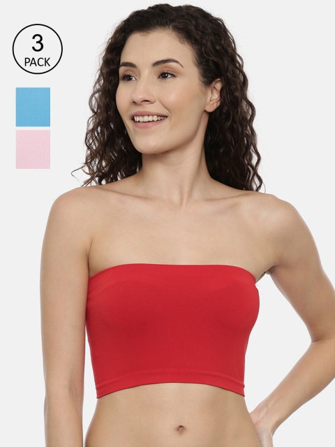 

GOLDSTROMS Women Pack of 3 Solid Cotton Camisoles, Red
