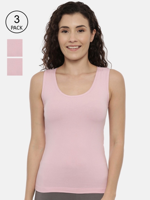 

GOLDSTROMS Women Pack of 3 Pink Solid Cotton Camisoles