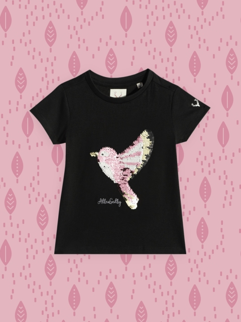 

Allen Solly Junior Girls Black Embellished Pure Cotton T-shirt
