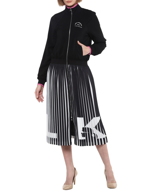 

Karl Lagerfeld Black & White Striped Cotton Midi Dress