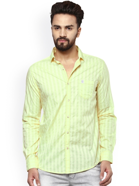 Mufti Men Yellow Striped Slim Fit Casual Shirt available at myntra for Rs.999