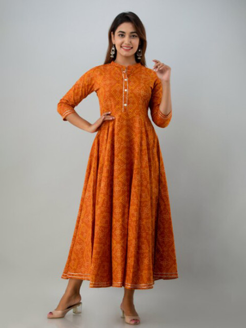 

GLAM ROOTS Yellow Ethnic Motifs Maxi Dress