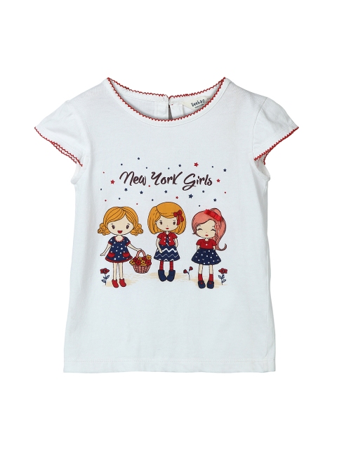 

Beebay Girls White Printed Round Neck T-shirt