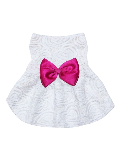 

Dchica Paws White & Pink Self-Design Cotton Cat Dress