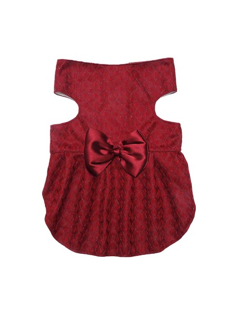 

Dchica Paws Maroon Self-Design Cotton Cat Dresses
