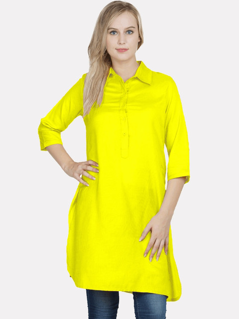 

KALINI Women Yellow Cold-Shoulder Sleeves Thread Work Pathani Kurta