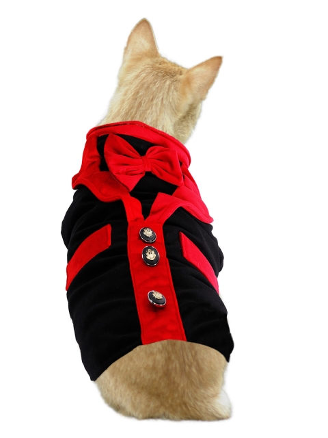 

Dchica Paws Black & Red Printed Cotton Cat Jacket