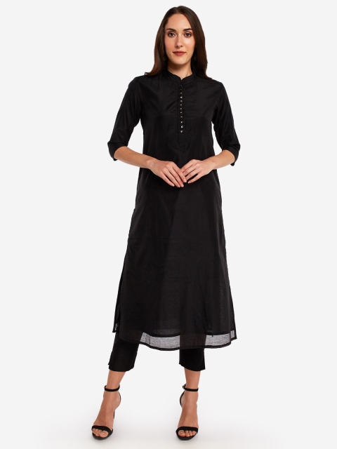 

Desi Weavess Women Black Pleated Top with Trousers