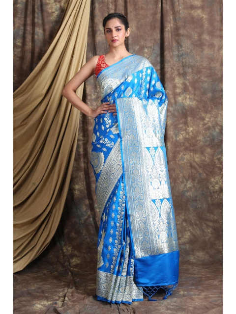 

Charukriti Blue Woven Design Pure Silk Banarasi Saree