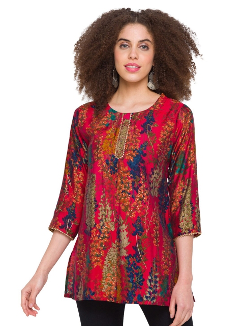 

TANKHI Red & Blue Modal Printed Tunic