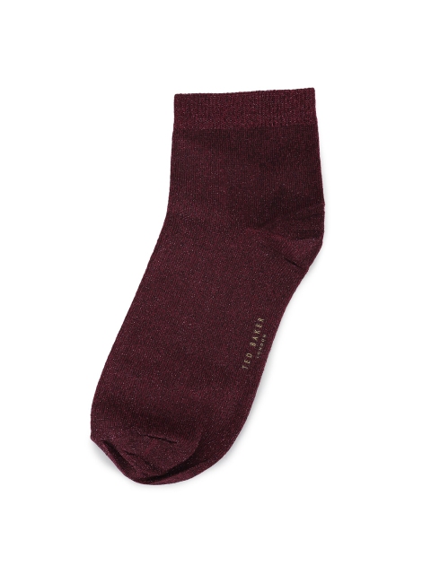 

Ted Baker Men Maroon Patterned Pure Cotton Above Ankle-Length Socks