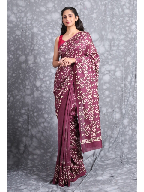 

Charukriti Red & Off White Paisley Pure Silk Saree