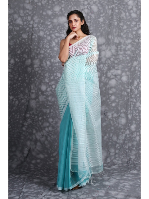 

Charukriti Blue Woven Design Pure Silk Saree