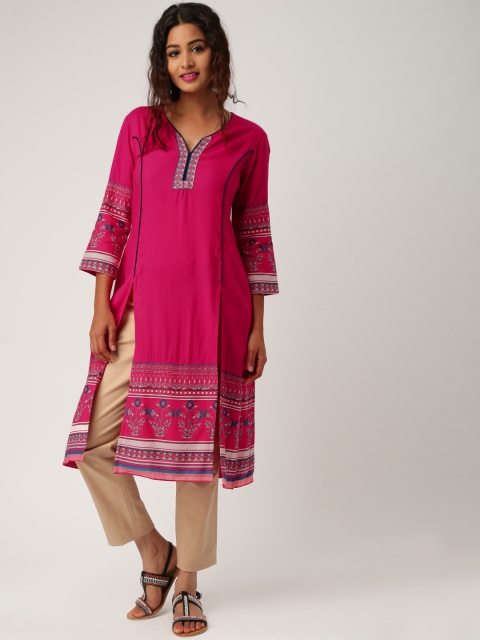 

IMARA Women Pink Printed A-Line Kurta