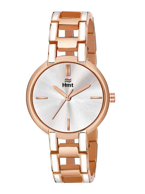 

HAMT Women Silver-Toned Brass Dial & Rose Gold Toned Bracelet Style Straps Analogue Watch