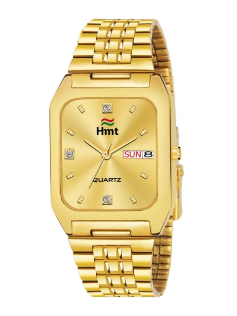 

HAMT Men Gold-Toned Brass Dial & Gold Toned Bracelet Style Straps Analogue Watch HT-GSQ010