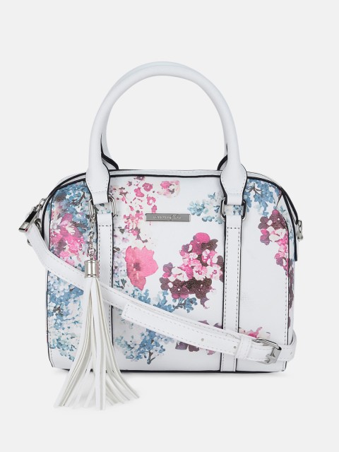 

Forever Glam by Pantaloons White & Pink Floral Printed Structured Handheld Bag