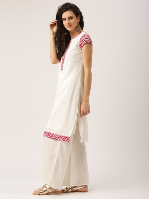 

IMARA Women Off-White Solid A-Line Kurta