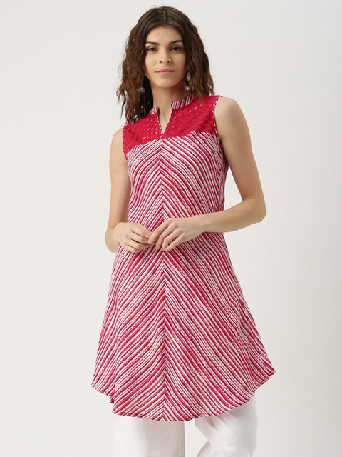 

IMARA Pink Printed A-Line Kurta