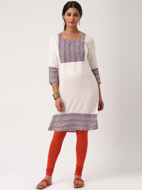 

IMARA Women White Printed A-Line Kurta